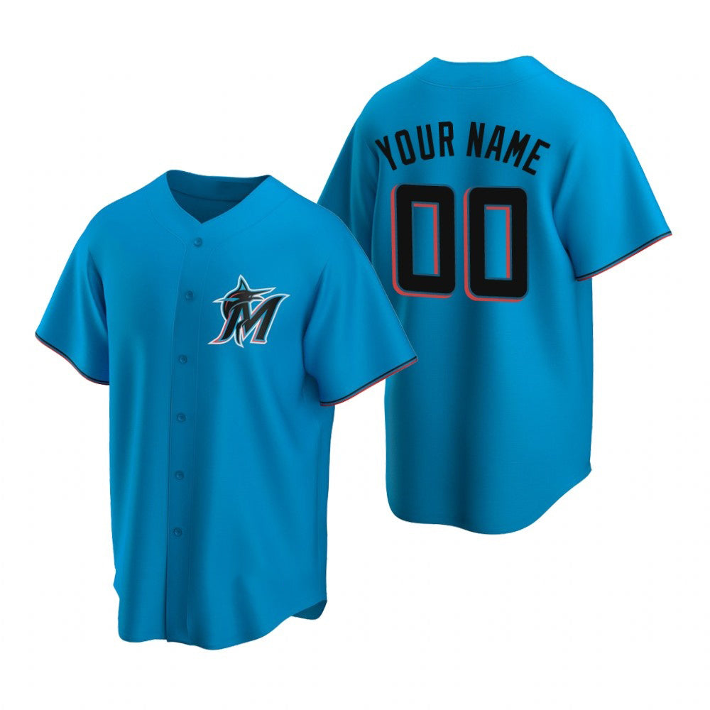Custom Miami Marlins Blue Stitched Cool Baseball Jersey