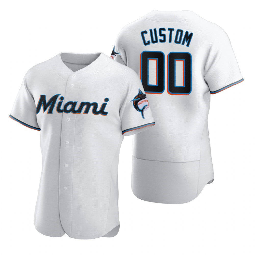 Custom Miami Marlins White 2020 Stitched Flex Baseball Jersey
