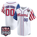 Custom Miami Marlins White America 250 Edition Vapor Premier Limited Stitched Baseball Jersey