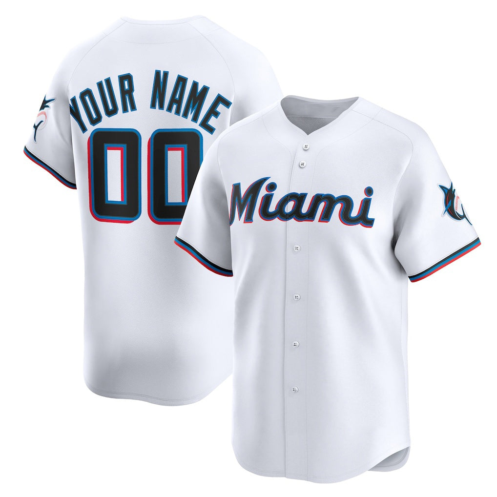 Custom Miami Marlins White Home Limited Baseball Jersey