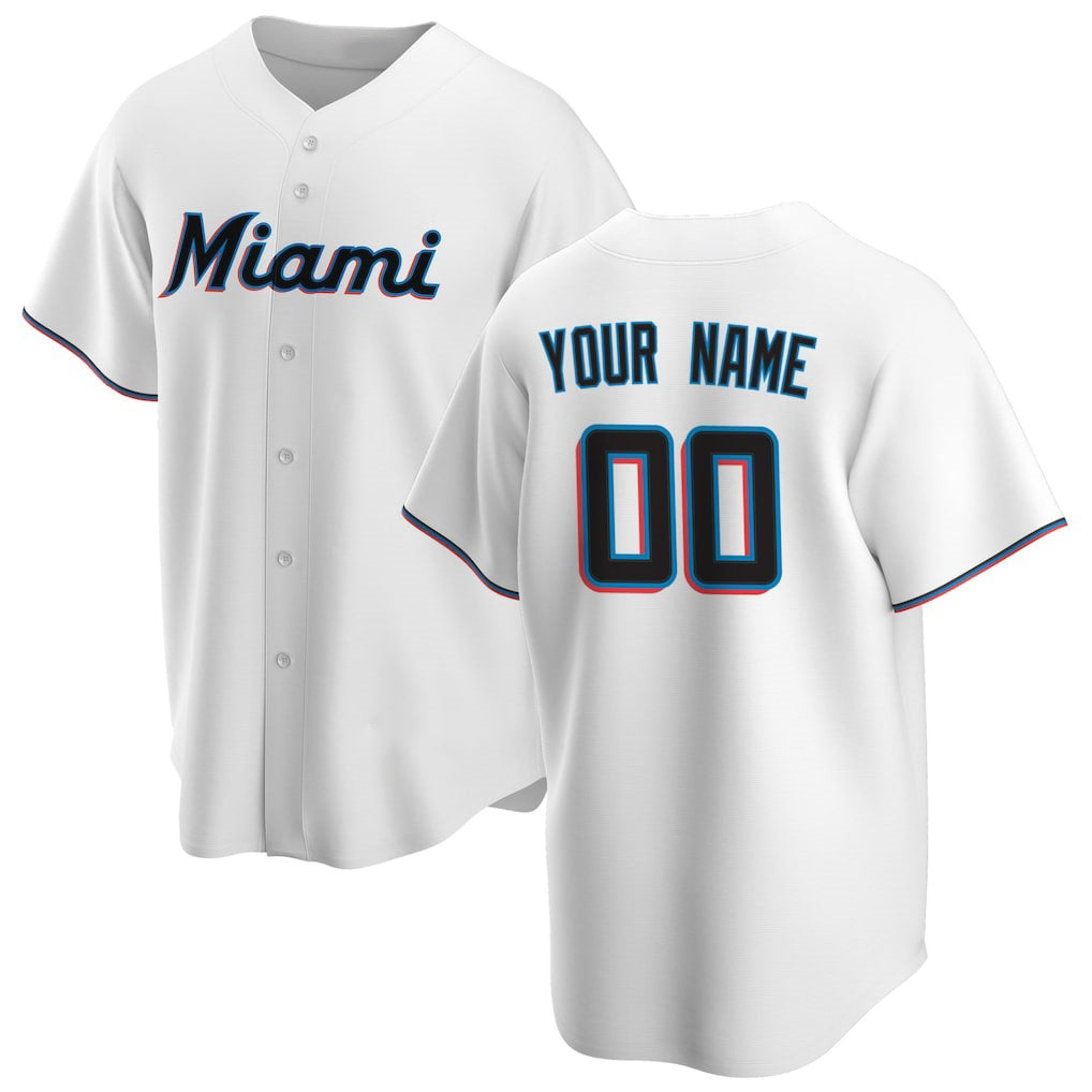 Custom Miami Marlins White Home Replica Baseball Jersey