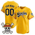 Custom Miami Marlins x One Piece Gold Vapor Premier Limited Jersey - Stitched Baseball Jersey