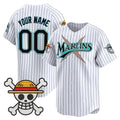 Custom Miami Marlins x One Piece Pinstripe White Vapor Premier Limited Jersey - Stitched Baseball Jersey