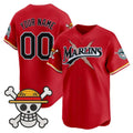 Custom Miami Marlins x One Piece Red Vapor Premier Limited Jersey - Stitched Baseball Jersey