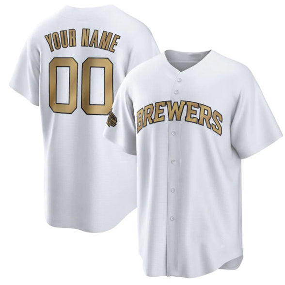 Custom Milwaukee Brewers Active Player White 2022 All-Star Cool Base Stitched Baseball Jersey