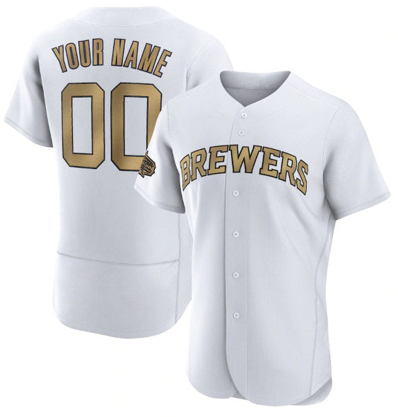 Custom Milwaukee Brewers Active Player White 2022 All-Star Flex Base Stitched Baseball Jersey