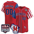 Custom Milwaukee Brewers America 250 Edition Vapor Premier Limited Red Stitched Baseball Jersey