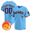 Custom Milwaukee Brewers x Dragon Ball Blue Vapor Premier Limited Jersey - All Stitched Baseball Jersey