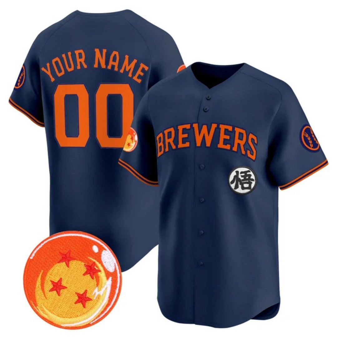 Custom Milwaukee Brewers x Dragon Ball Navy Vapor Premier Limited Jersey - All Stitched Baseball Jersey