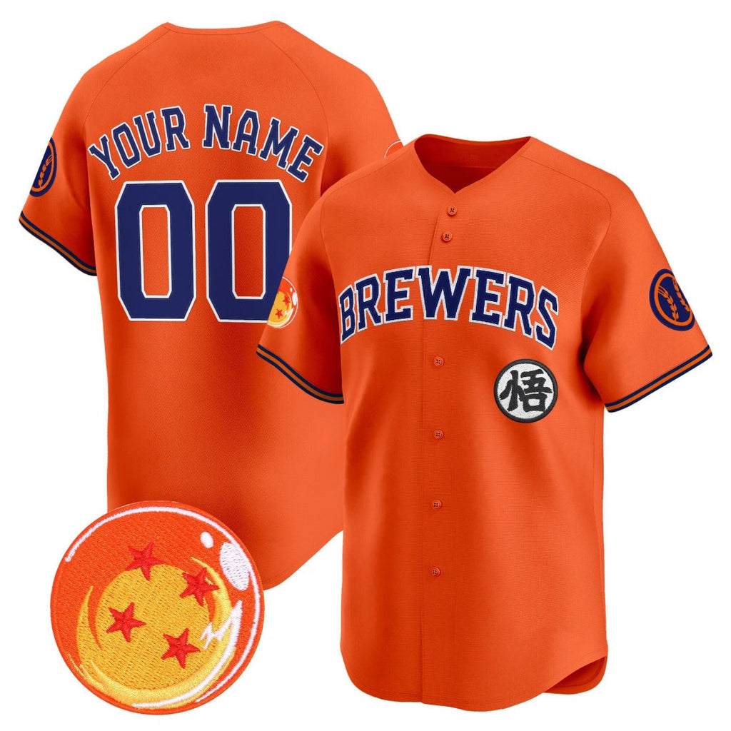 Custom Milwaukee Brewers x Dragon Ball Orange Vapor Premier Limited Jersey - All Stitched Baseball Jersey