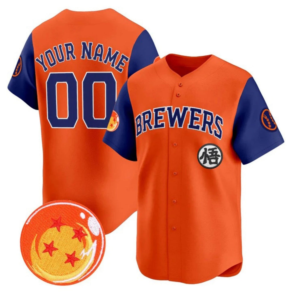 Custom Milwaukee Brewers x Dragon Ball Royal Orange Vapor Premier Limited Jersey - All Stitched Baseball Jersey