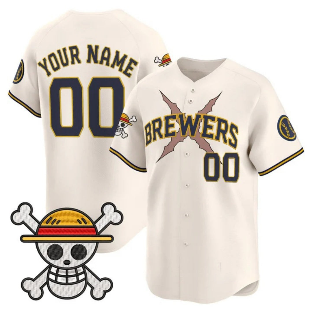 Custom Milwaukee Brewers x One Piece Cream Vapor Premier Limited Jersey - Stitched Baseball Jersey