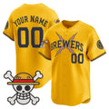Custom Milwaukee Brewers x One Piece Gold Vapor Premier Limited Jersey - Stitched Baseball Jersey