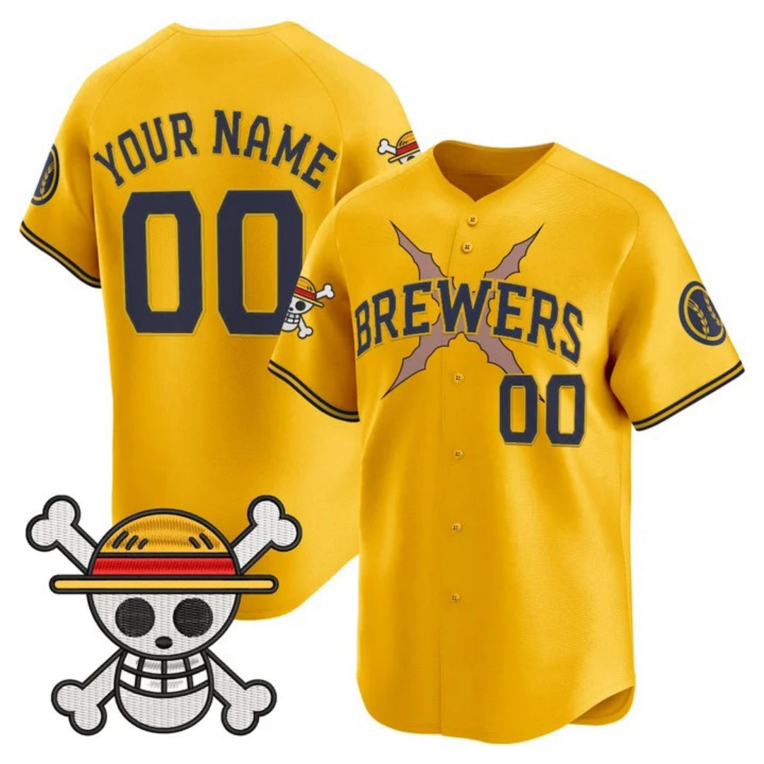 Custom Milwaukee Brewers x One Piece Gold Vapor Premier Limited Jersey - Stitched Baseball Jersey