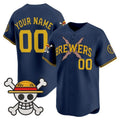 Custom Milwaukee Brewers x One Piece Navy Vapor Premier Limited Jersey - Stitched Baseball Jersey