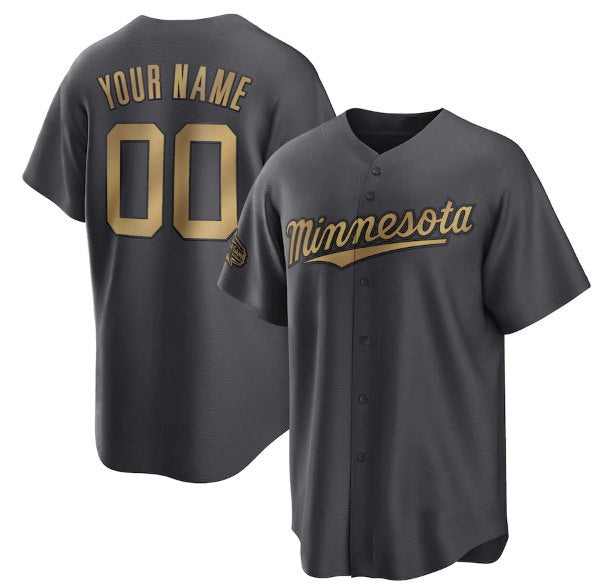 Custom Minnesota Twins Active Player Charcoal 2022 All-Star Cool Base Stitched Baseball Jersey