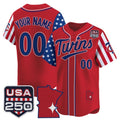 Custom Minnesota Twins America 250 Edition Vapor Premier Limited Red Stitched Baseball Jersey