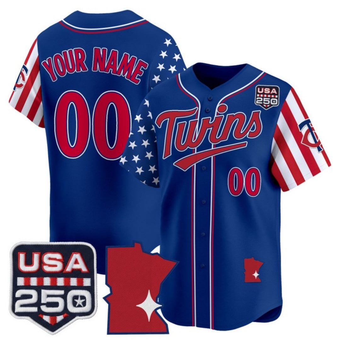 Custom Minnesota Twins America 250 Edition Vapor Premier Limited Royal Stitched Baseball Jersey