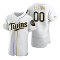 Custom Minnesota Twins White Stitched Flex Base Golden Edition Baseball Jersey