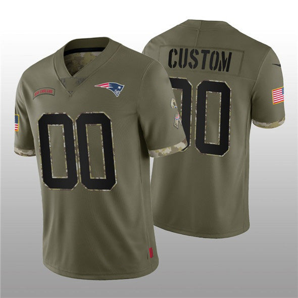 Custom NE.Patriots ACTIVE PLAYER 2022 Olive Salute To Service Limited Stitched Jersey