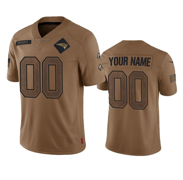 Custom NE.Patriots Active Player 2023 Brown Salute To Setvice Limited Stitched Jersey