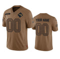 Custom NE.Patriots Active Player 2023 Brown Salute To Setvice Limited Stitched Jersey
