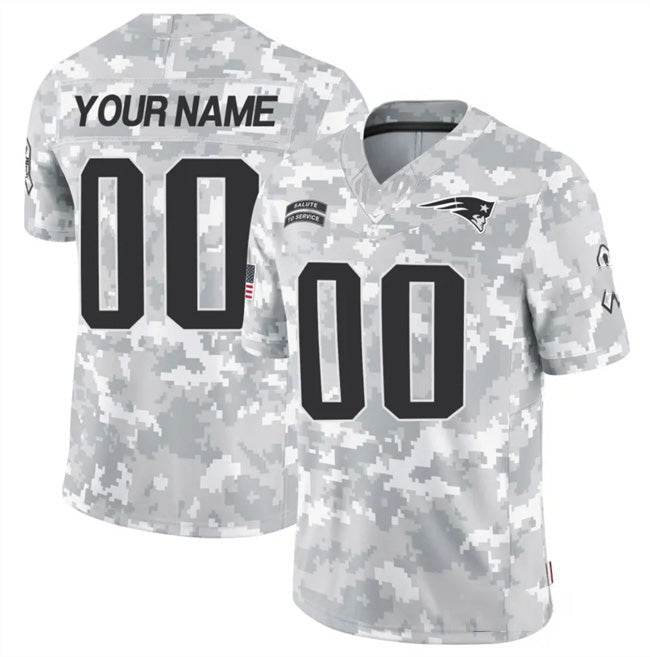 Custom NE.Patriots Active Player 2024 F.U.S.E Arctic Camo Salute To Service Limited Stitched Jersey