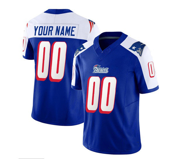 Custom NE.Patriots Active Player Blue White 2023 F.U.S.E. Throwback Limited Stitched Jersey