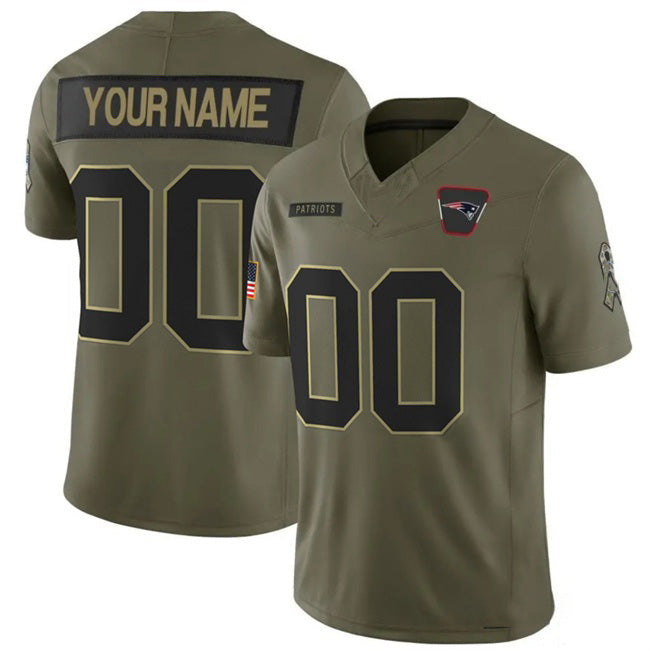 Custom NE.Patriots Active Player Olive 2025 F.U.S.E. Salute to Service Limited Stitched Jersey