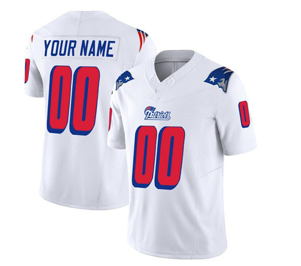 Custom NE.Patriots Active Player White 2023 F.U.S.E. Throwback Limited Stitched Jersey