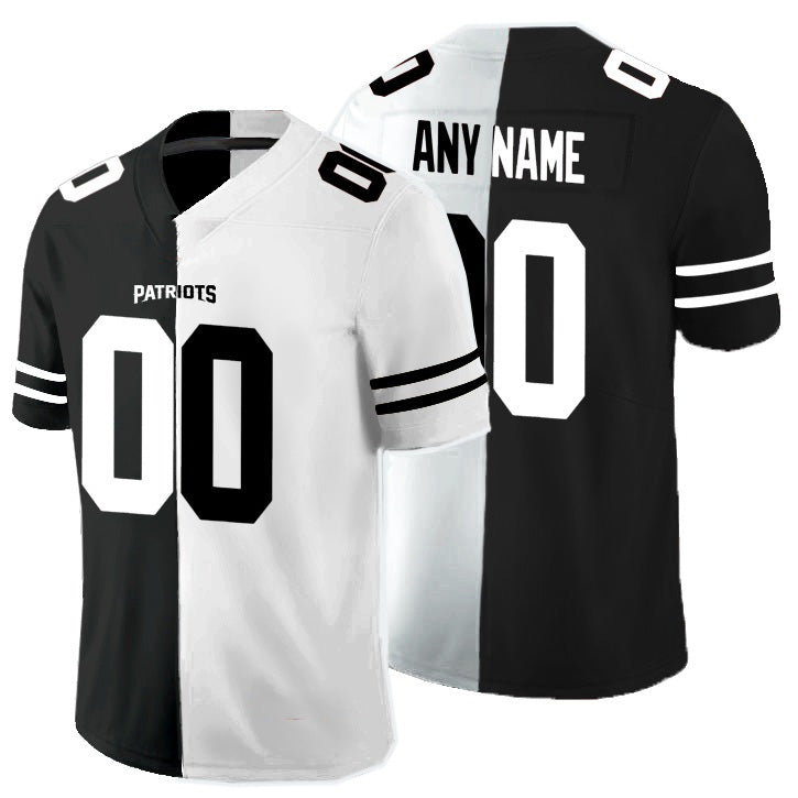 Custom NE.Patriots Black And White Split Vapor Untouchable Limited Jersey