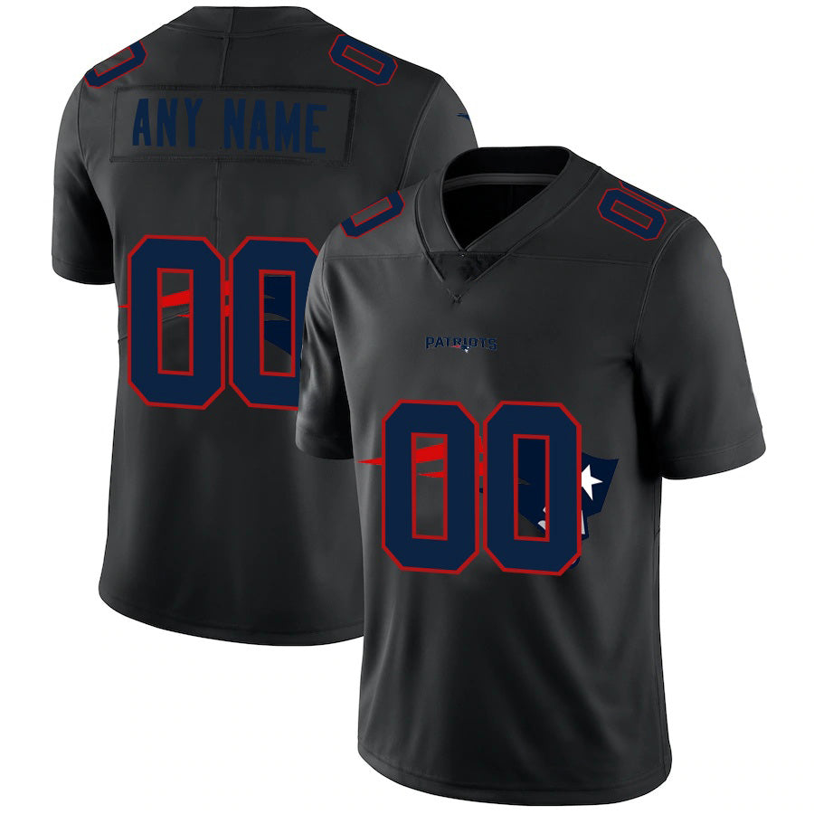 Custom NE.Patriots Black Team Logo Dual Overlap Limited Jersey