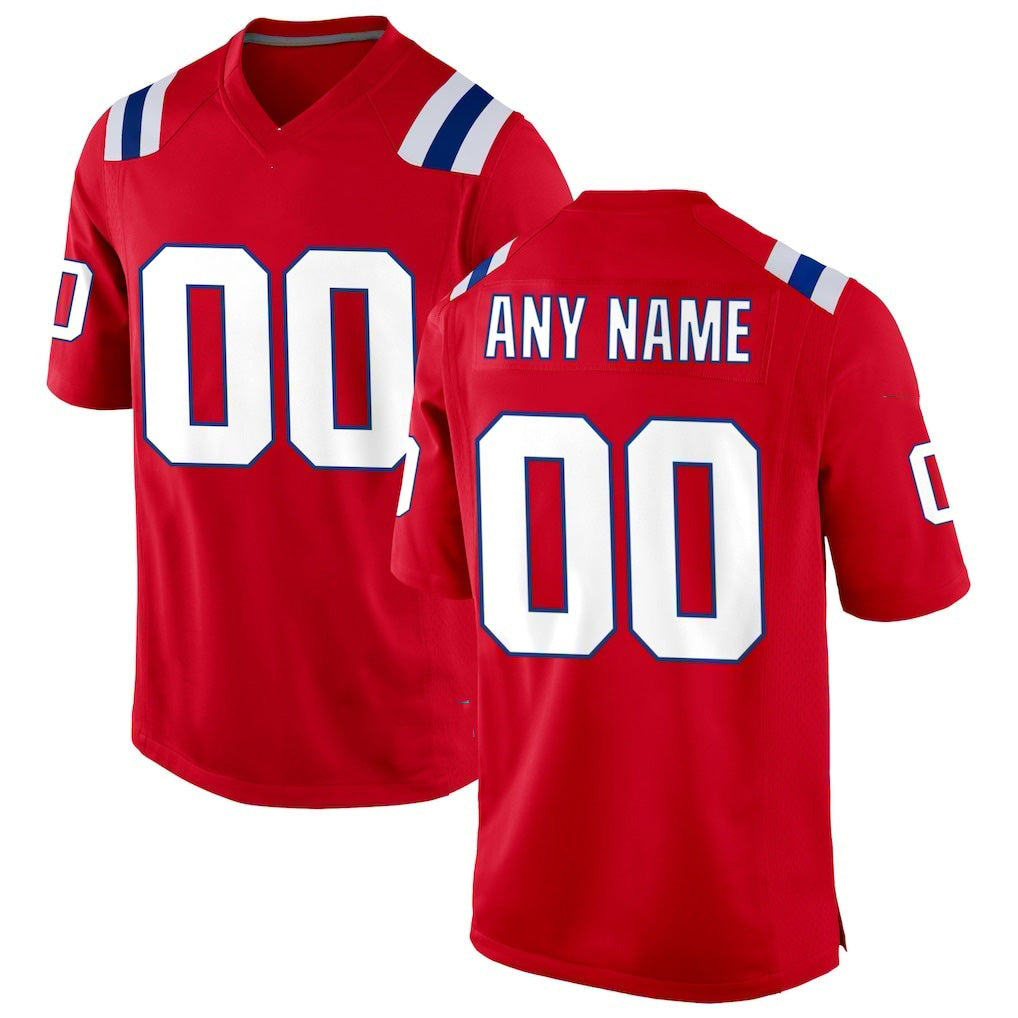 Custom NE.Patriots Red Alternate Jersey