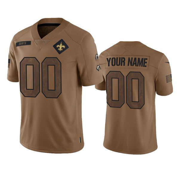 Custom NO.Saints Active Player 2023 Brown Salute To Setvice Limited Stitched Jersey