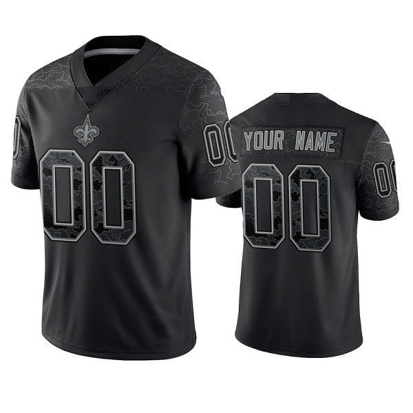 Custom NO.Saints Active Player Black Reflective Limited Stitched Jersey