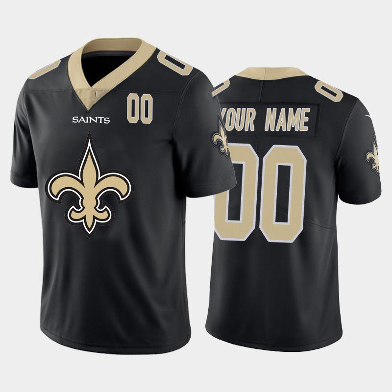 Custom NO.Saints Black Team Big Logo Number Vapor Untouchable Limited Jersey