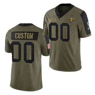 Custom NO.Saints Olive ACTIVE PLAYER 2021 Salute To Service Limited Stitched Jersey