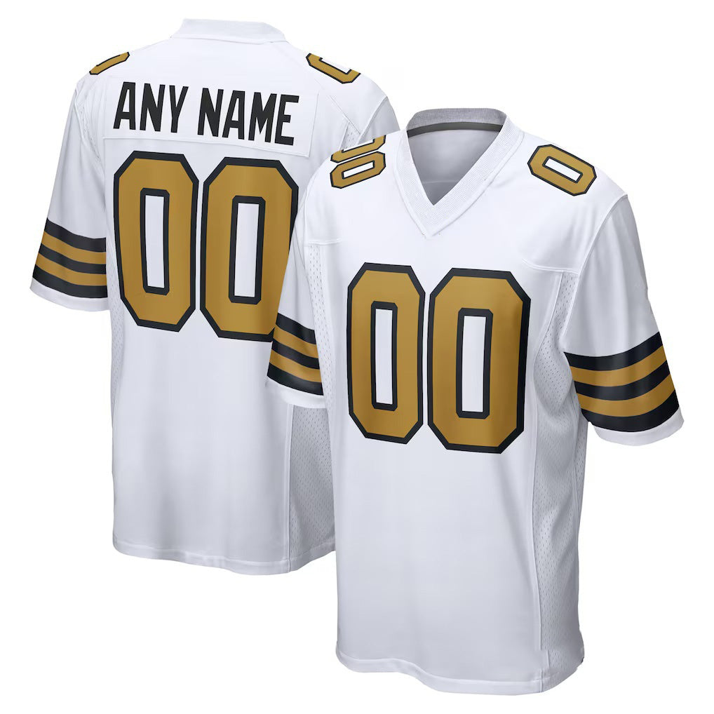 Custom NO.Saints White Alternate Game Jersey