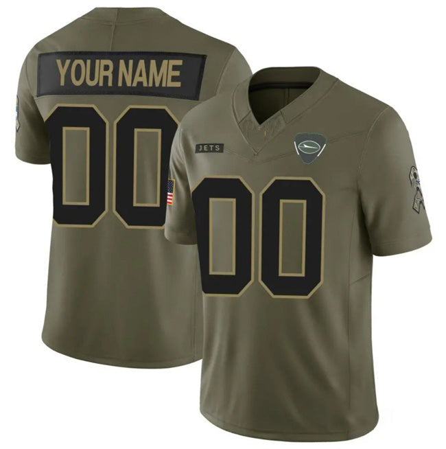 Custom NY.Jets Active Player Olive 2025 F.U.S.E. Salute to Service Limited Stitched Jersey
