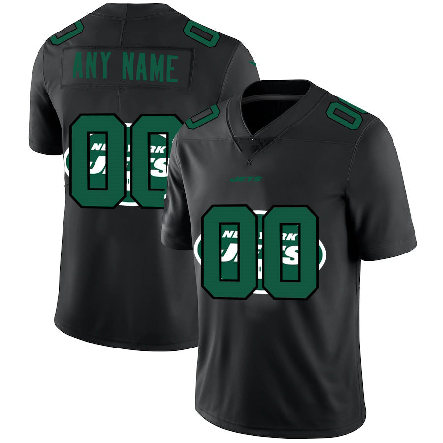 Custom NY.Jets Black Team Logo Dual Overlap Limited Jersey