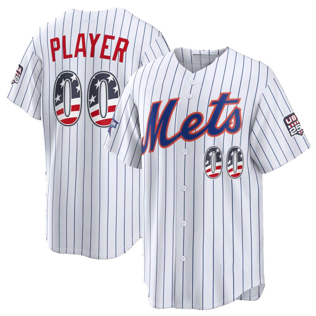 Custom New York Mets 2026 All-Star Edition Stars & Stripes White Stadium Pick-A-Player Baseball Jersey