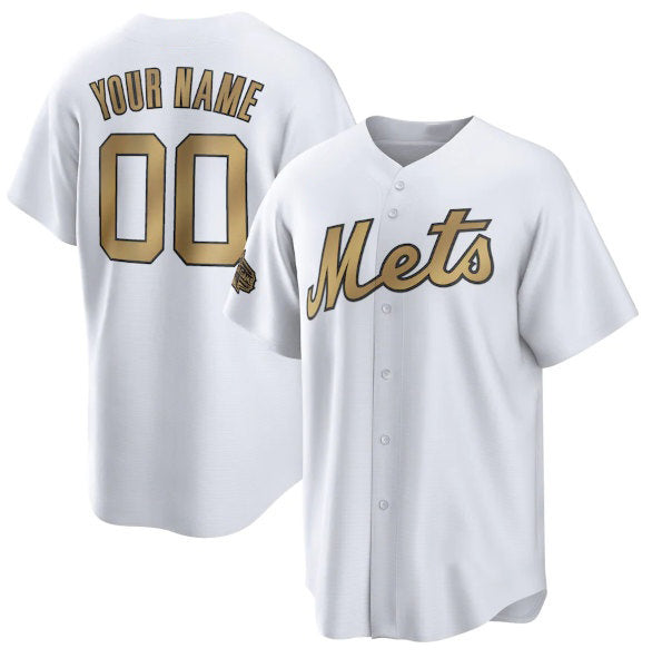 Custom New York Mets Active Player White 2022 All-Star Cool Base Stitched Baseball Jersey HELVY
