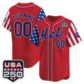 Custom New York Mets America 250 Edition Vapor Premier Limited Red Stitched Baseball Jersey