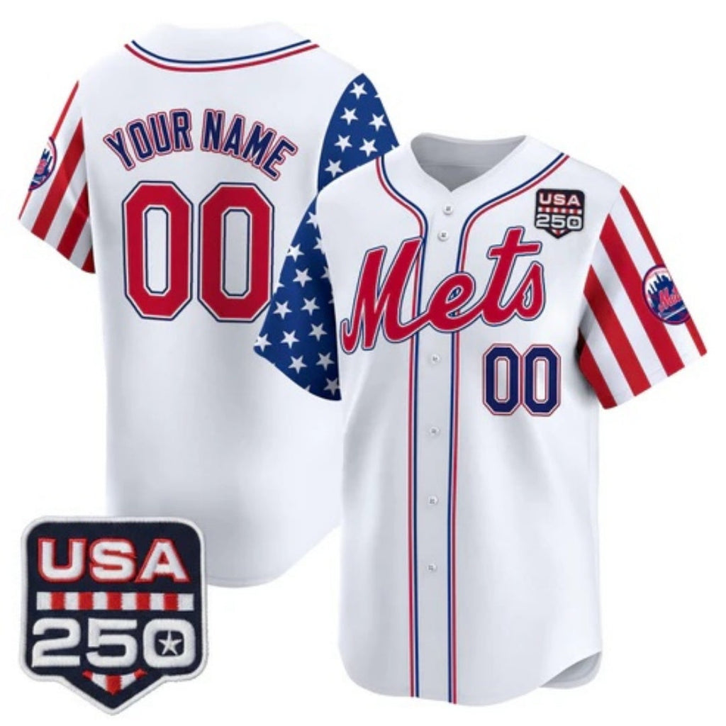 Custom New York Mets America 250 Edition Vapor Premier Limited White Stitched Baseball Jersey