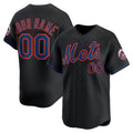 Custom New York Mets Black Alternate Limited Baseball Jersey HELVY