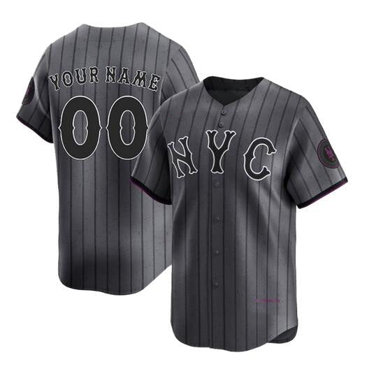 Custom New York Mets Graphite 2024 City Connect Limited Stitched Baseball Jersey HELVY
