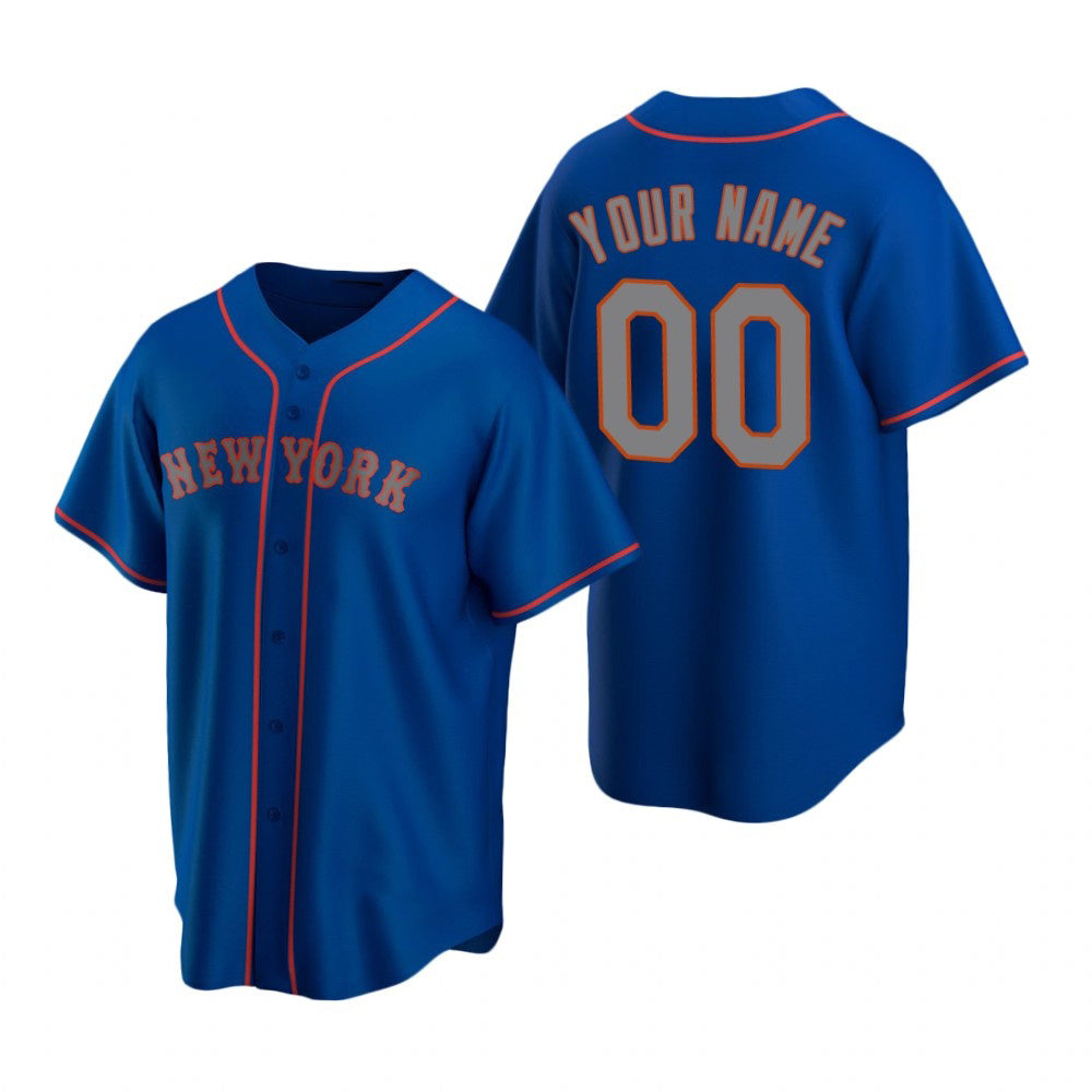 Custom New York Mets Royal Stitched Cool Base Road Baseball Jersey HELVY