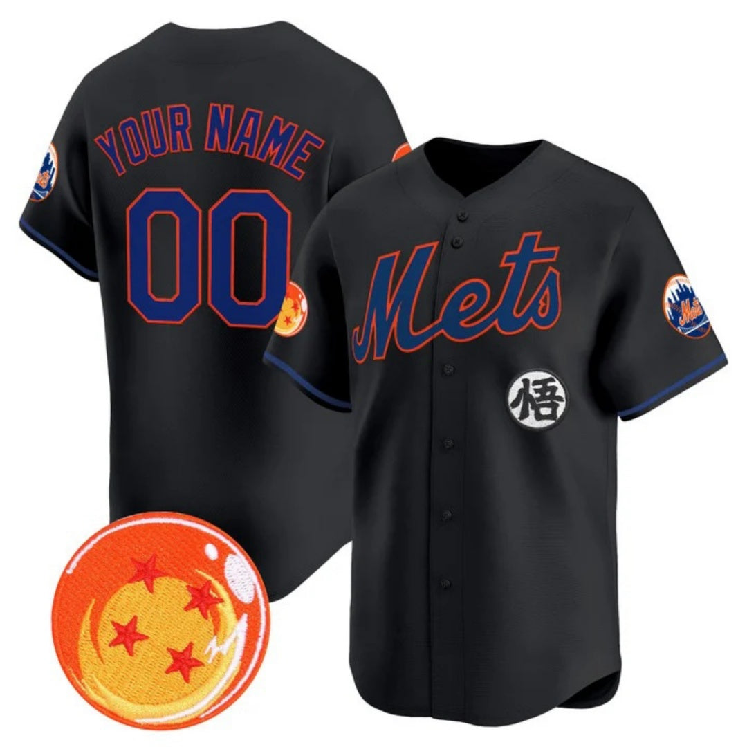Custom New York Mets x Dragon Ball Black Vapor Premier Limited Jersey - All Stitched Baseball Jersey