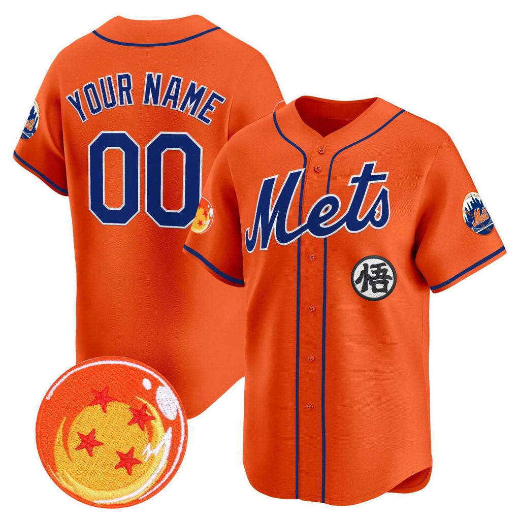 Custom New York Mets x Dragon Ball Orange Vapor Premier Limited Jersey - All Stitched Baseball Jersey