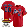 Custom New York Mets x One Piece Red Vapor Premier Limited Jersey - Stitched Baseball Jersey